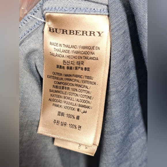 NWT Burberry Men's Benfleet Denim Blue Chambray Shirt Button Down Shirt sz XXS - Picture 4 of 16